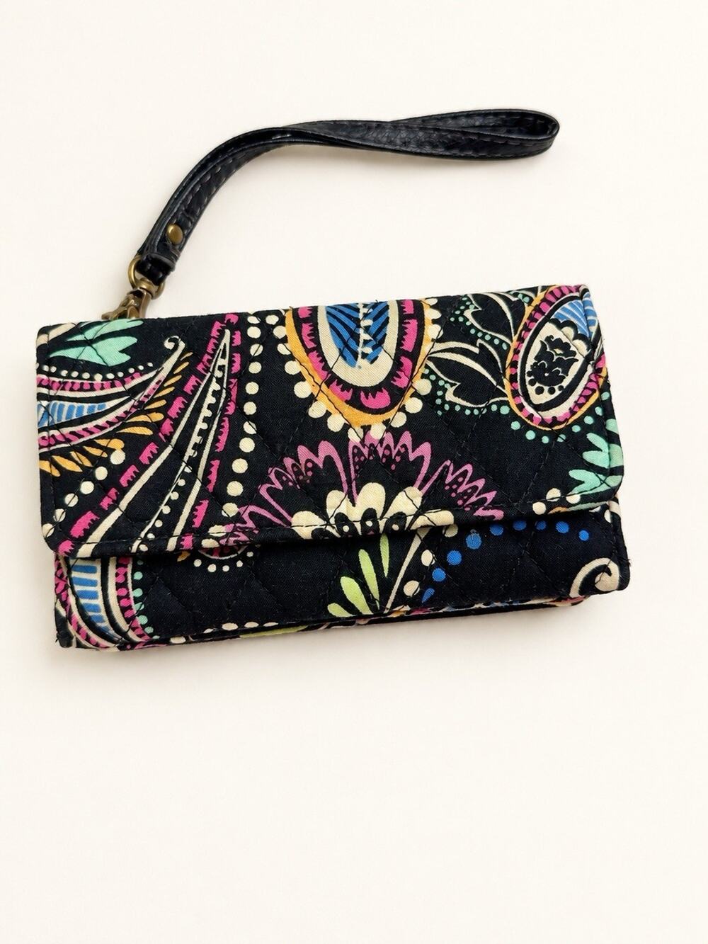 Vera Bradley Strap Wallet Bandana Swirl Wristlet Black Multicolor